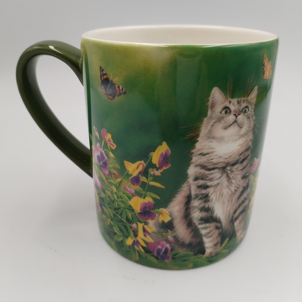 LANG Butterfly Dreams Cat Coffee Mug Susan Bourdet 14oz Ceramic Wild Wings 2013